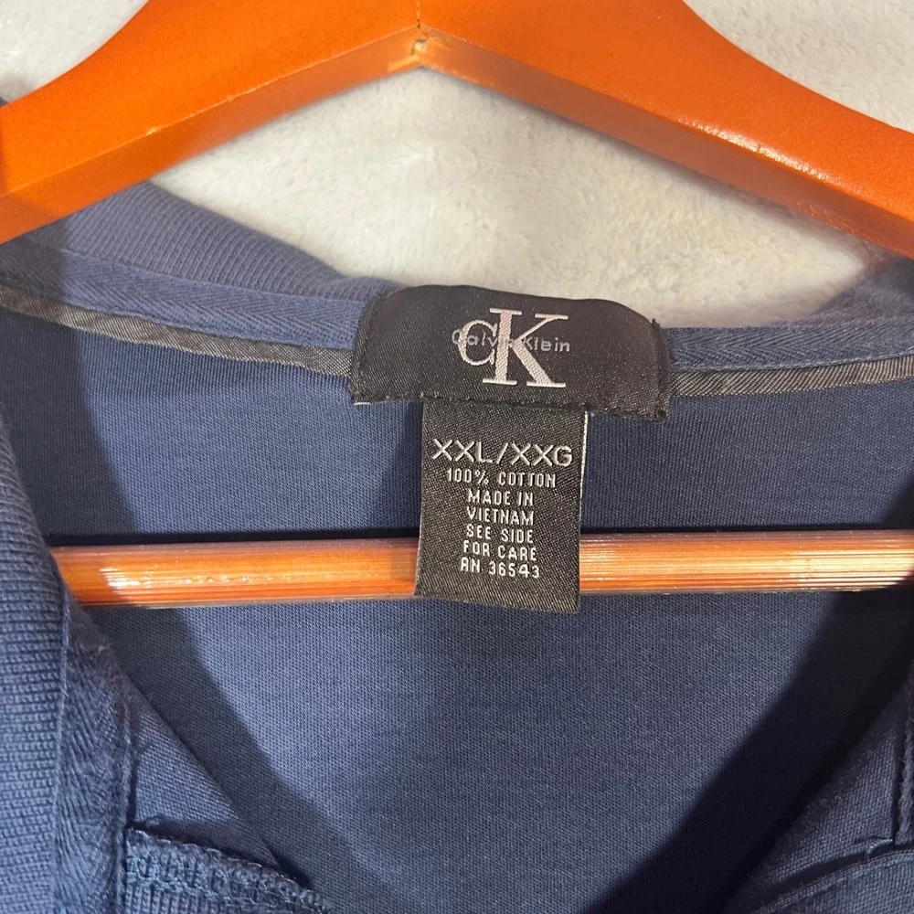 Calvin Klein Polo Mens XXL Navy Blue Liquid Cotton Shirt Short Sleeve Golf Sport - Picture 2 of 8